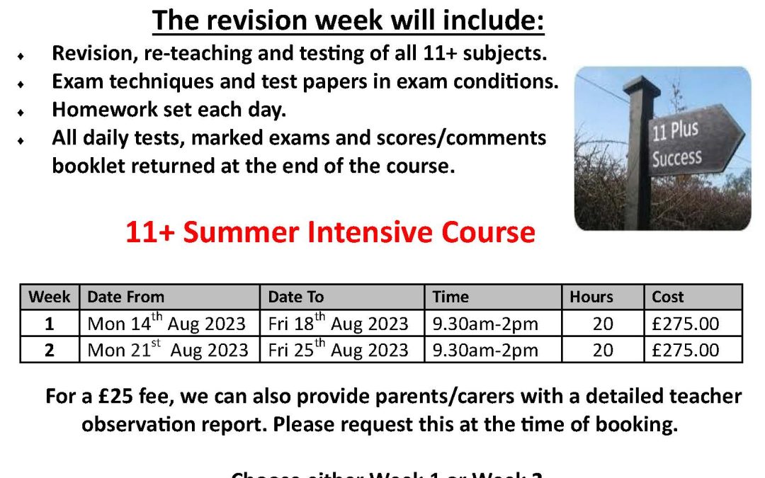 11+ Intense Course 2023 – Tuition Academy Medway